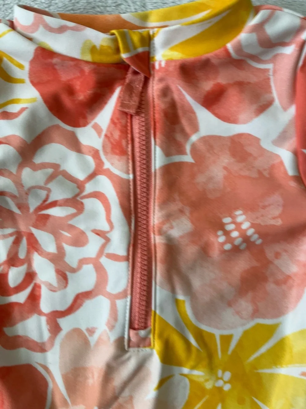 Carter's Coral & Yellow Floral Long-Sleeve Rash Guard